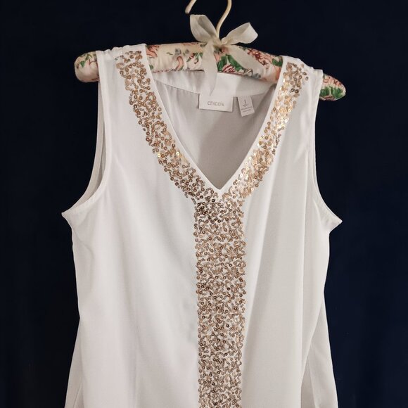 Chico's Tops - Gold Sequin Bling! Sweet Chico's Tank
